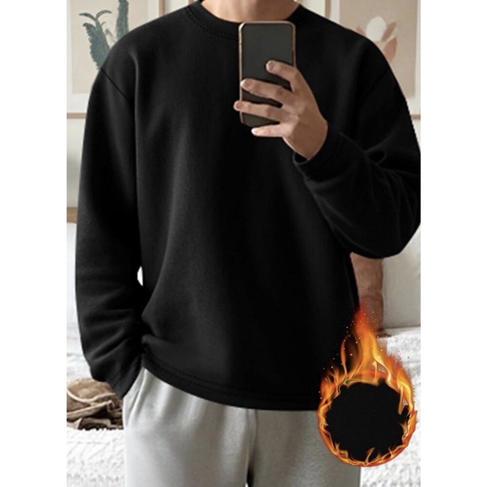 Men's Long Sleeve Thermal Shirt Crew Neck Tops Basic Fleece Sweatshirt Warm 3xl